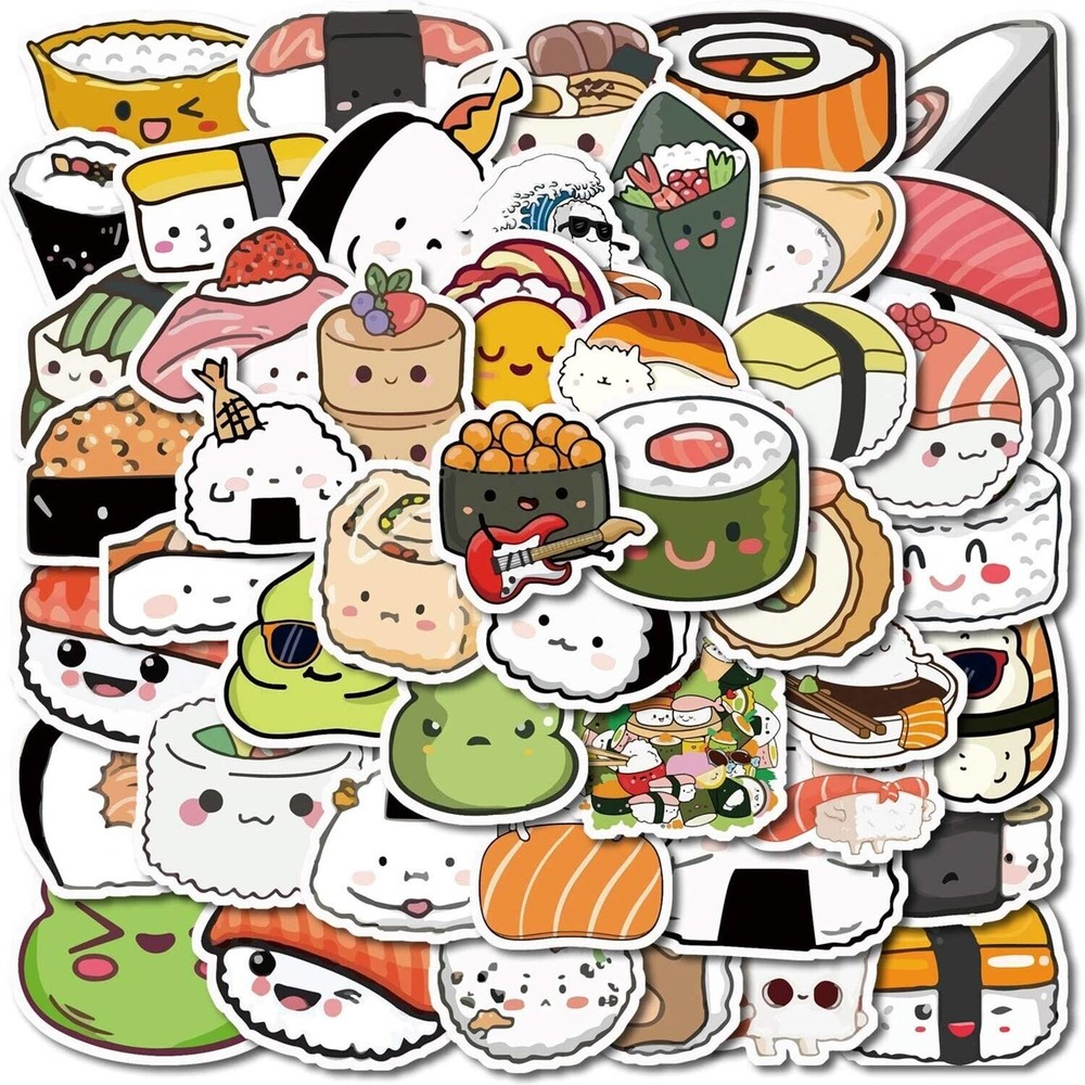 Sushi Stickers 10pc Kawaii Food Decals Notebook Laptop